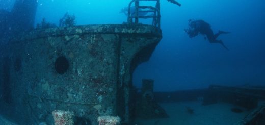 Taucher am Wrack