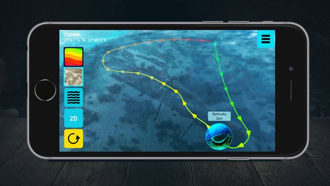 3D-Karte Ulysses auf IPhone von Ocean Maps 1